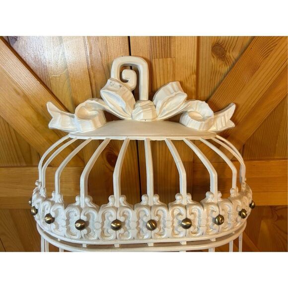 LARGE VINTAGE WHITE RESIN BIRD CAGE WALL HANGING ~ UNIVERSAL STATUARY 1974 - Picture 2 of 13